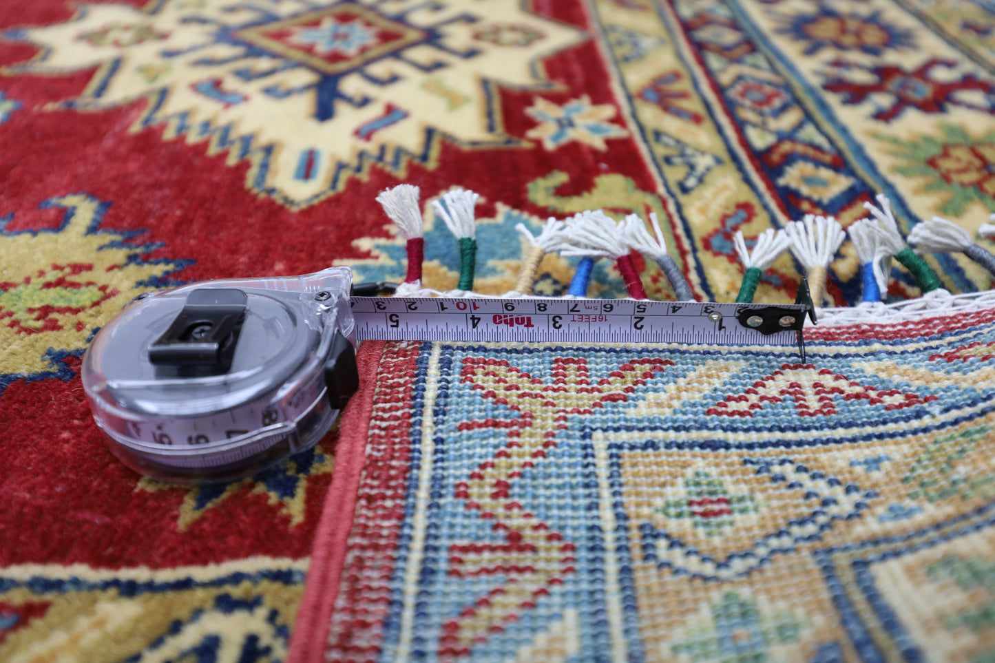 Hand-Knotted Afghani Kazak Wool Rug – 4’9″ x 6’8″