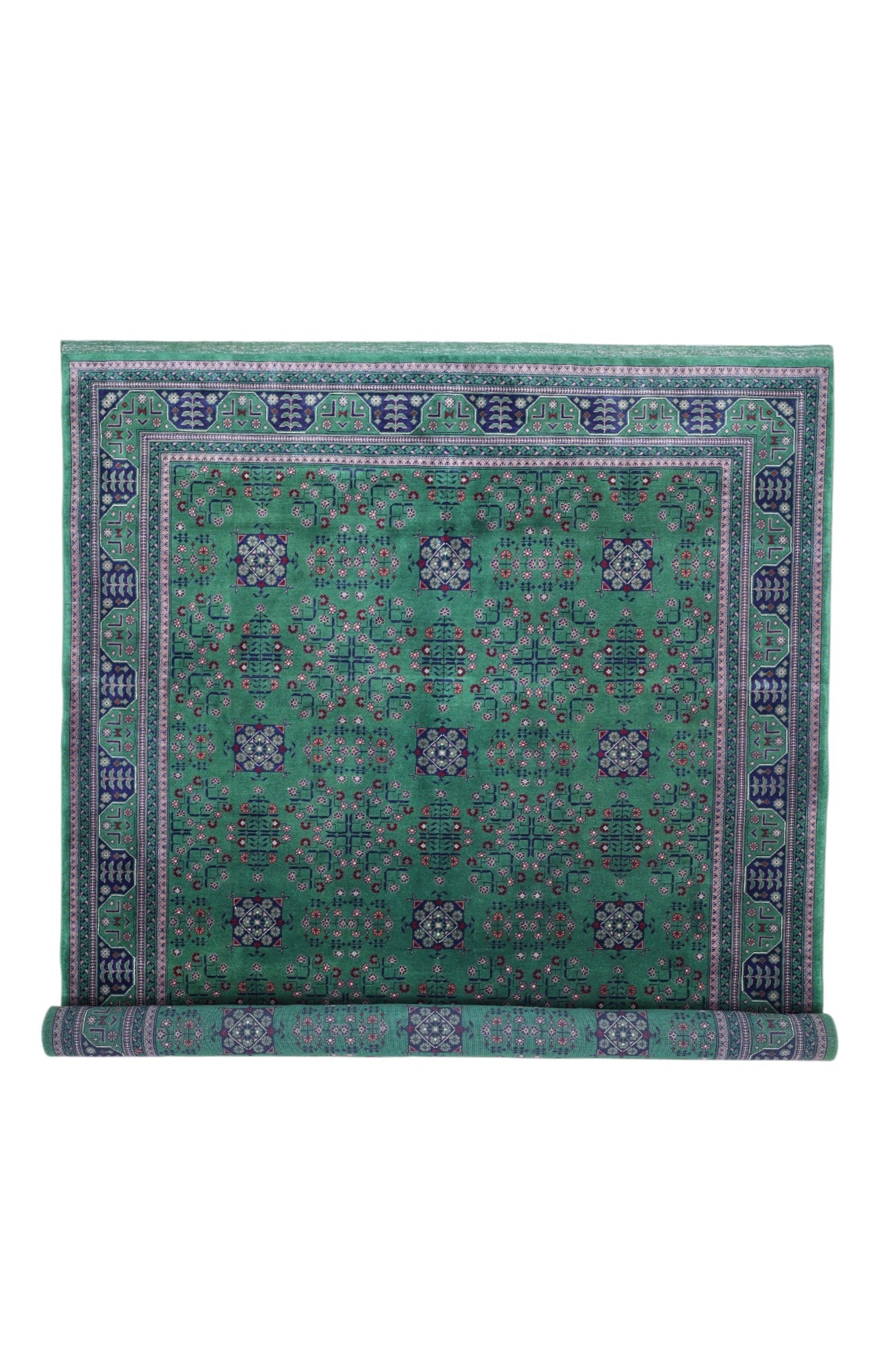 Hand-Knotted Afghani Bukharayi Wool Rug – 6’7″ x 9’9″