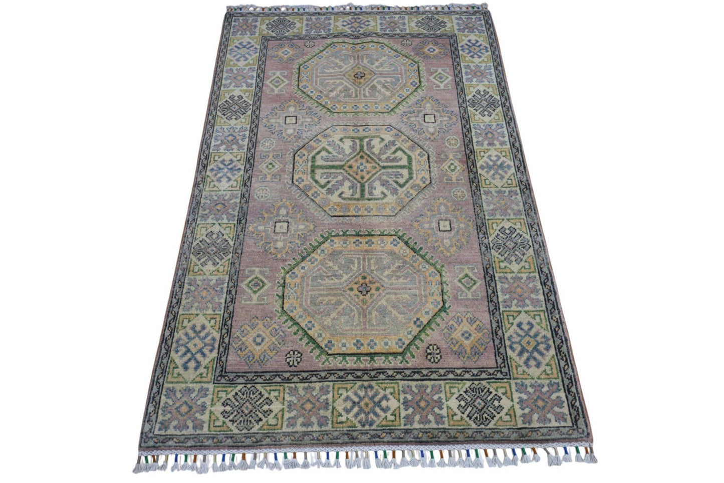 Hand-Knotted Afghani Kazak Wool Rug – 4’ x 6’