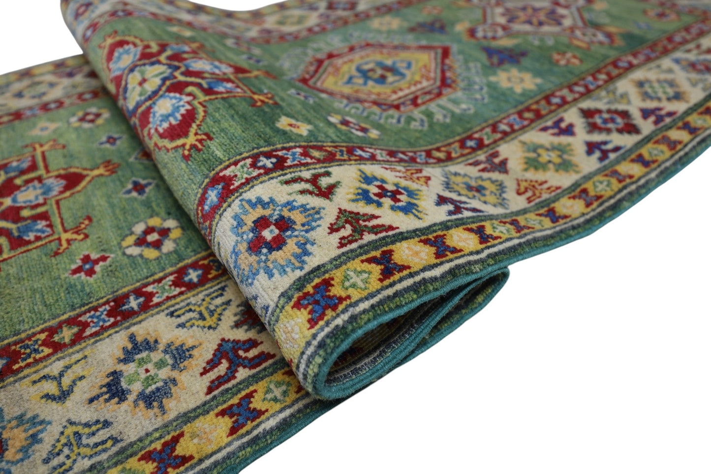 Hand-Knotted Afghani Kazak Wool Rug – 2’7″ x 9’8″