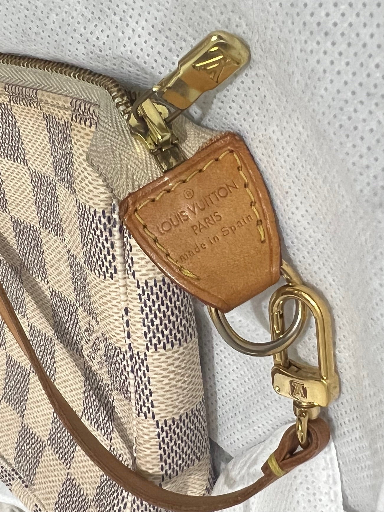 Louis Vuitton Pochette Accessori Borsa Bianca Damier Azur