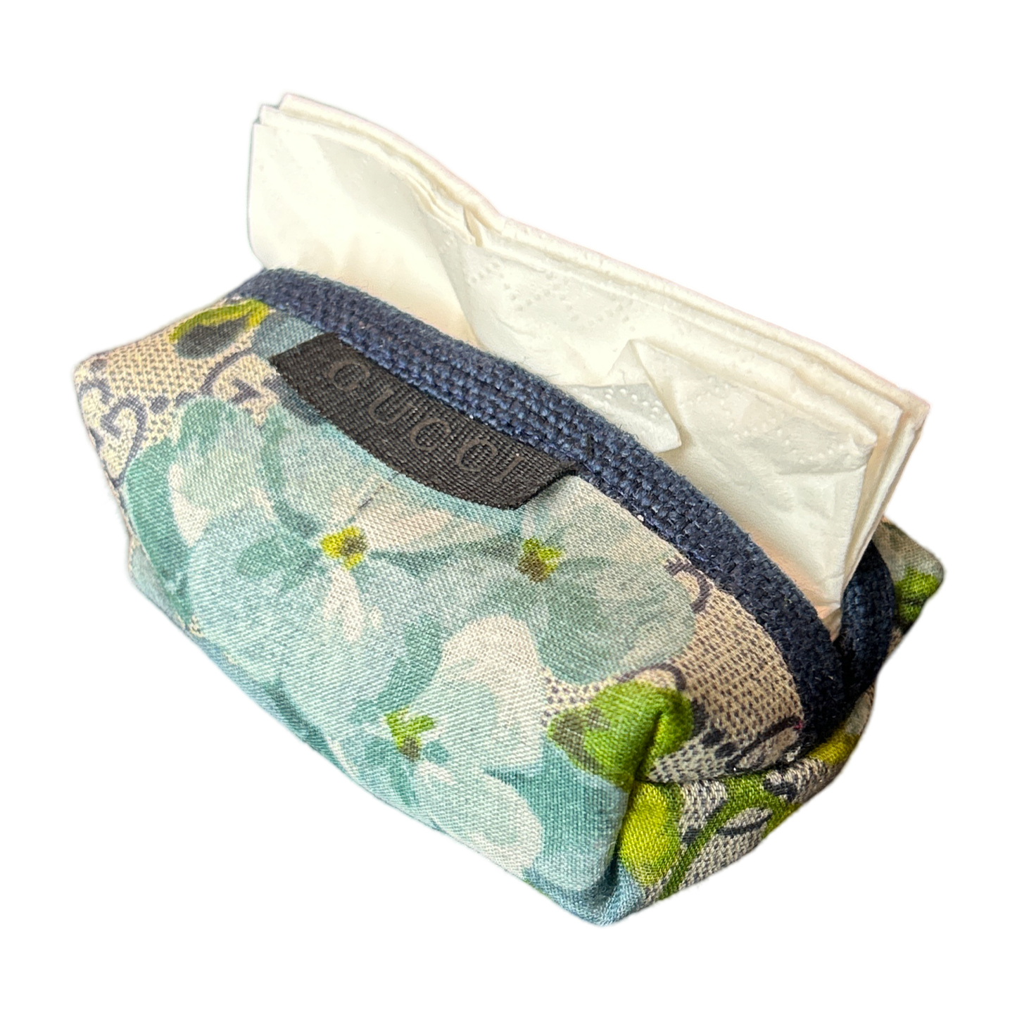 GG Logo Blooms Blue Vintage Scarf Travel Tissue Pouch