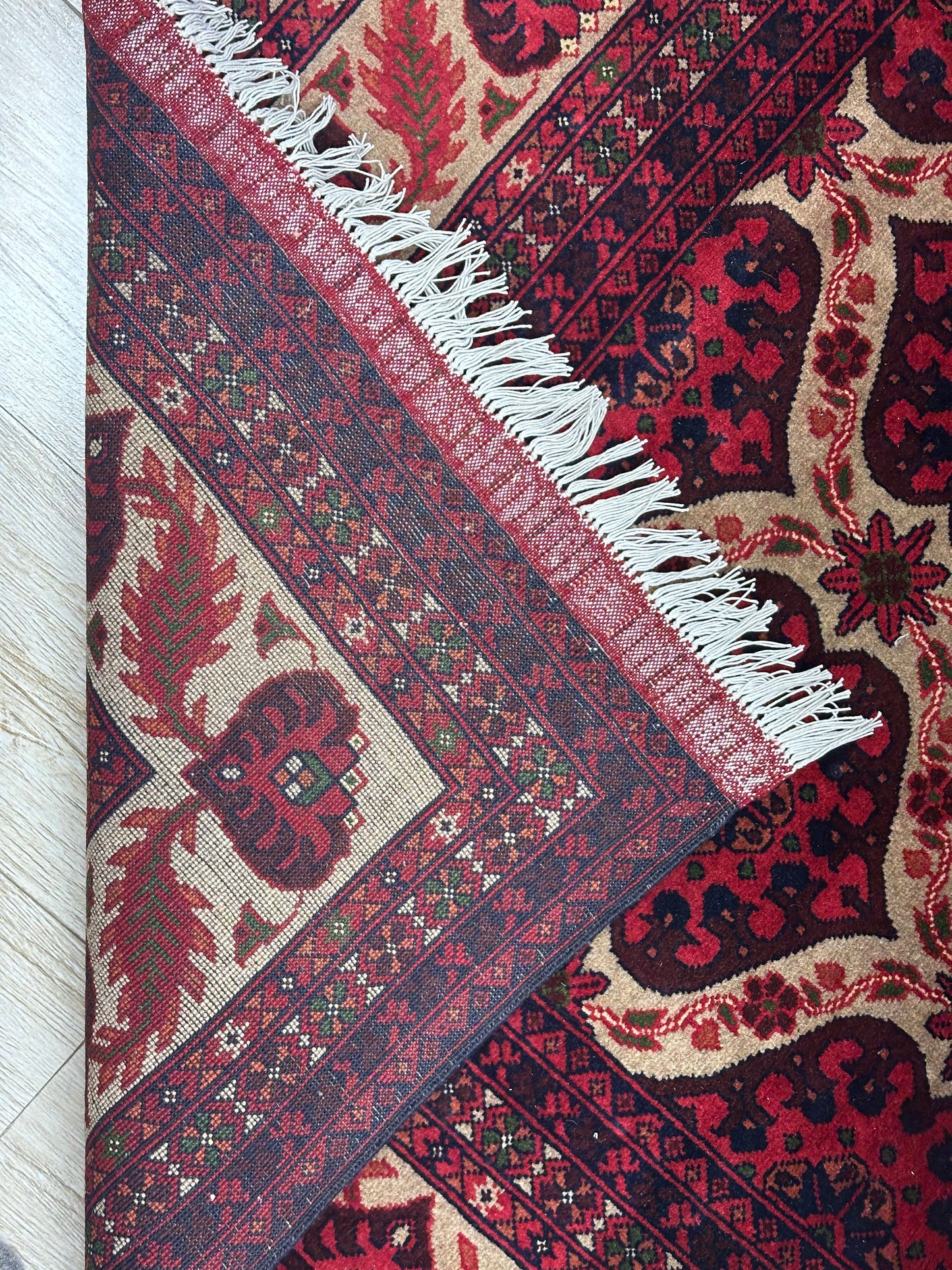 Hand-Knotted Afghani Heart Shape Wool Rug – 6’6″ x 9’5″