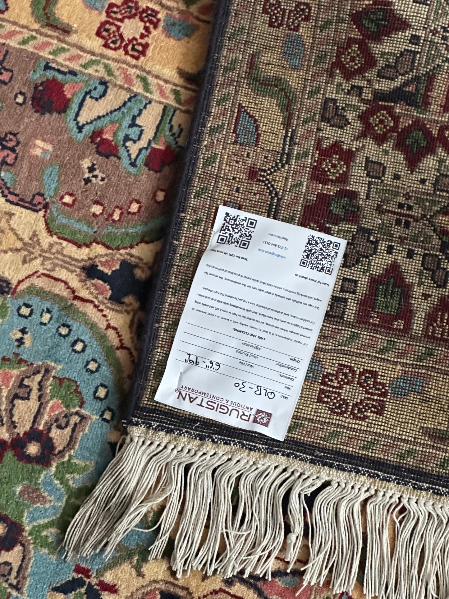 Hand-Knotted Afghani Heart Shape Wool Rug – 6’6″ x 9’2″