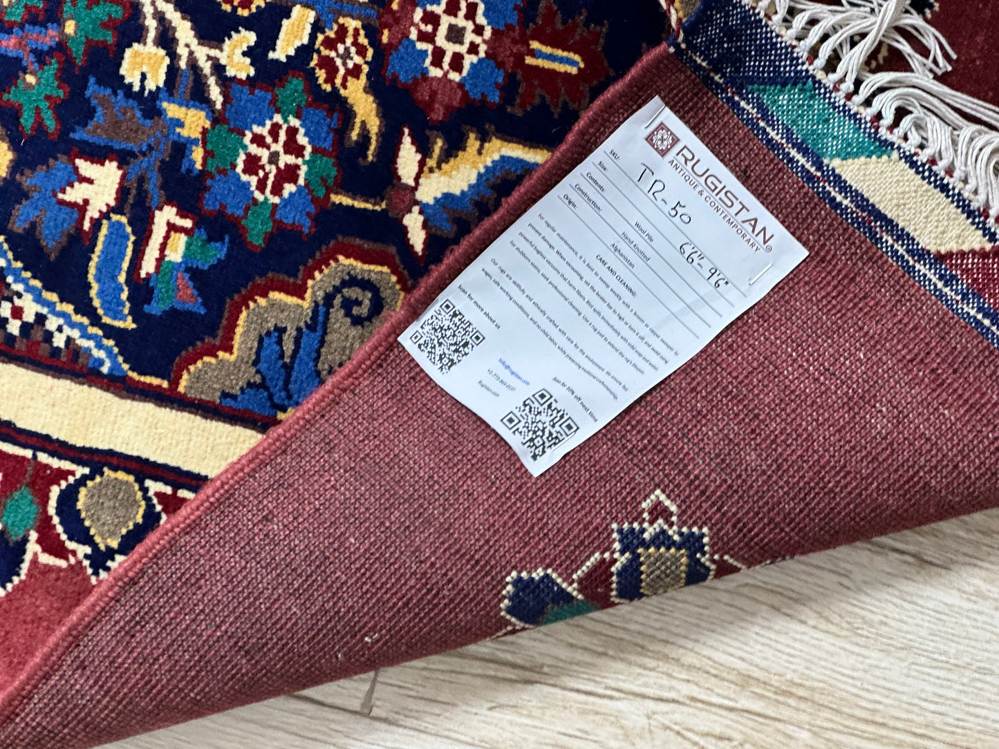 Handknuten afghansk livets träd ullmatta – 6’6″ x 9’6″