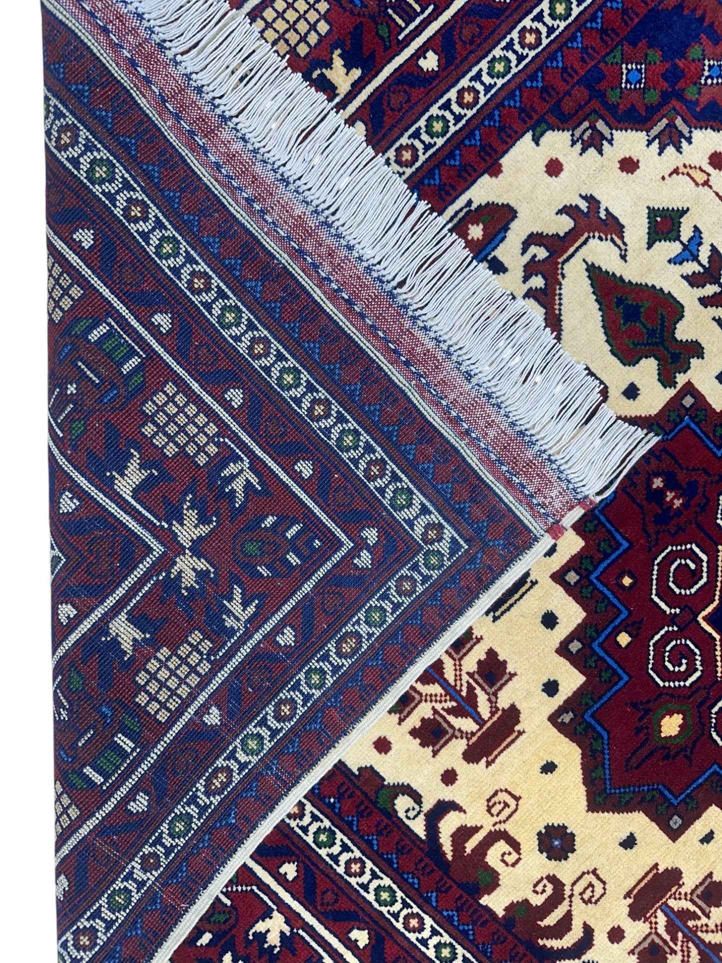 Hand-Knotted Afghani Zerkhaki Wool Rug – 6’6″ x 9’8″