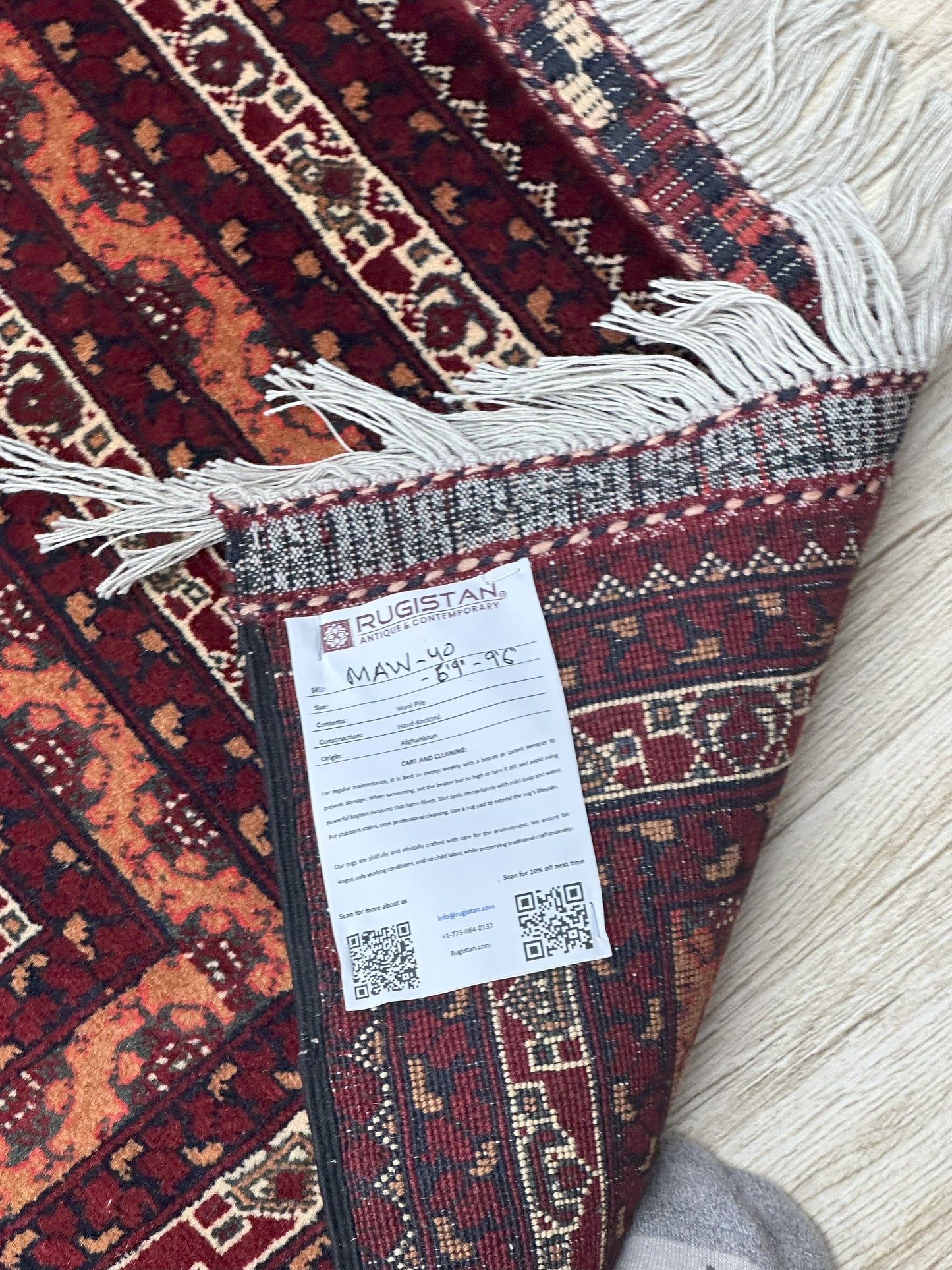 Håndknyttet afghansk Mawri ullteppe – 6’9″ x 9’10″