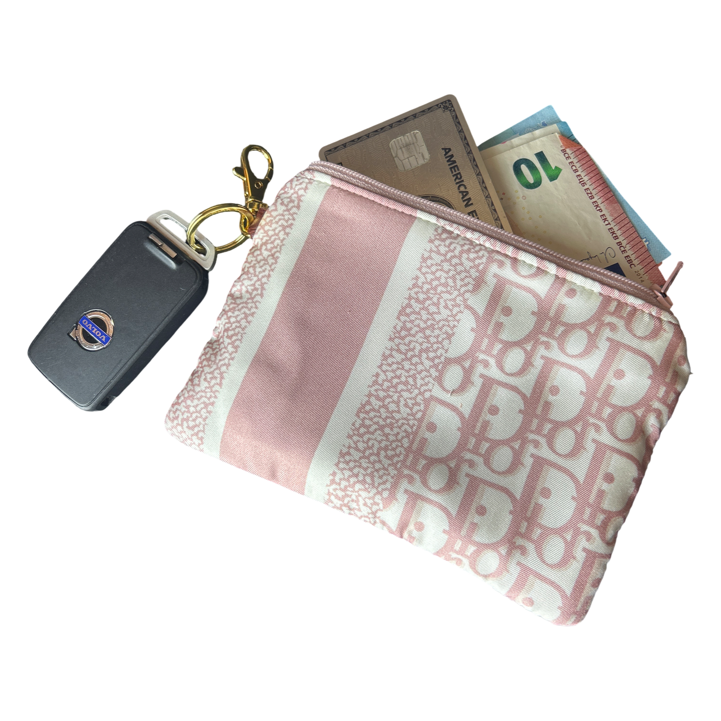 Trotter Pink Vintage Silk Scarf Coffee Run Keychain Bag