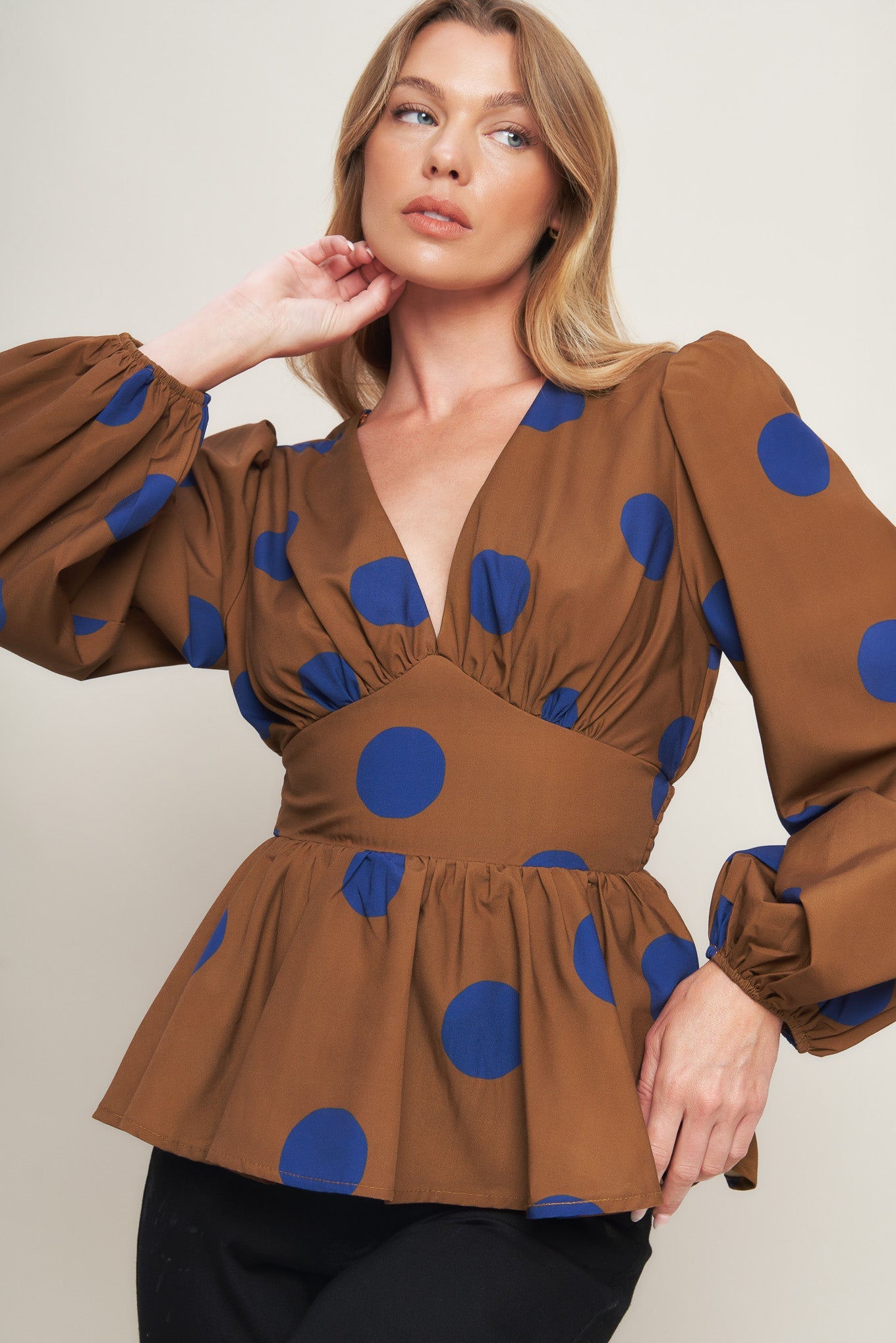 TOP INTRECCIATO BLUE MOON DOTS