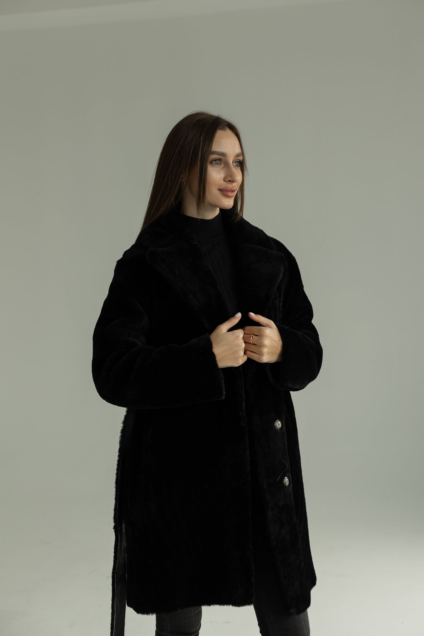 Äkta Shearling Merino Lamm Läderrock från Punto Leather