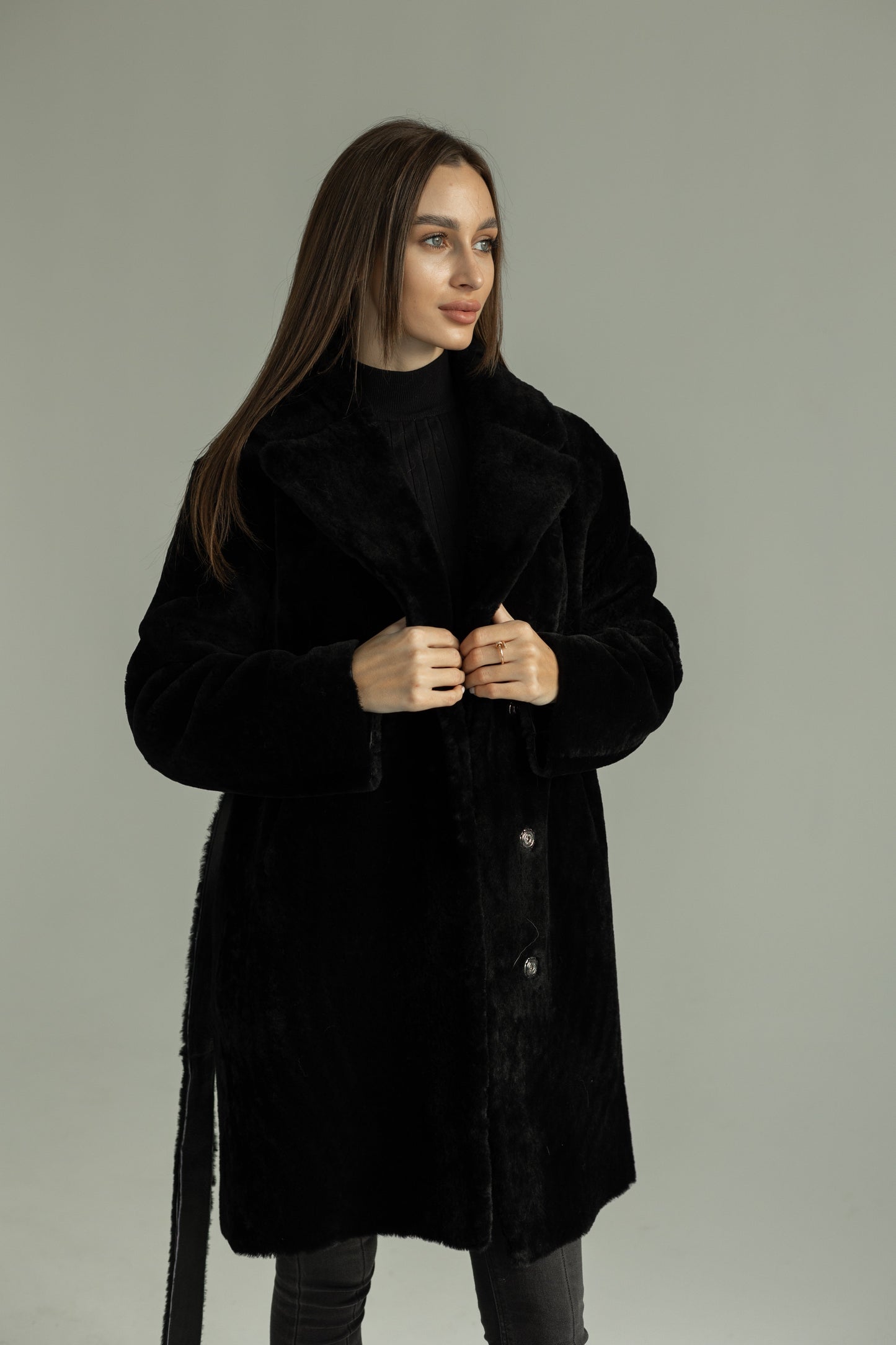 Äkta Shearling Merino Lamm Läderrock från Punto Leather