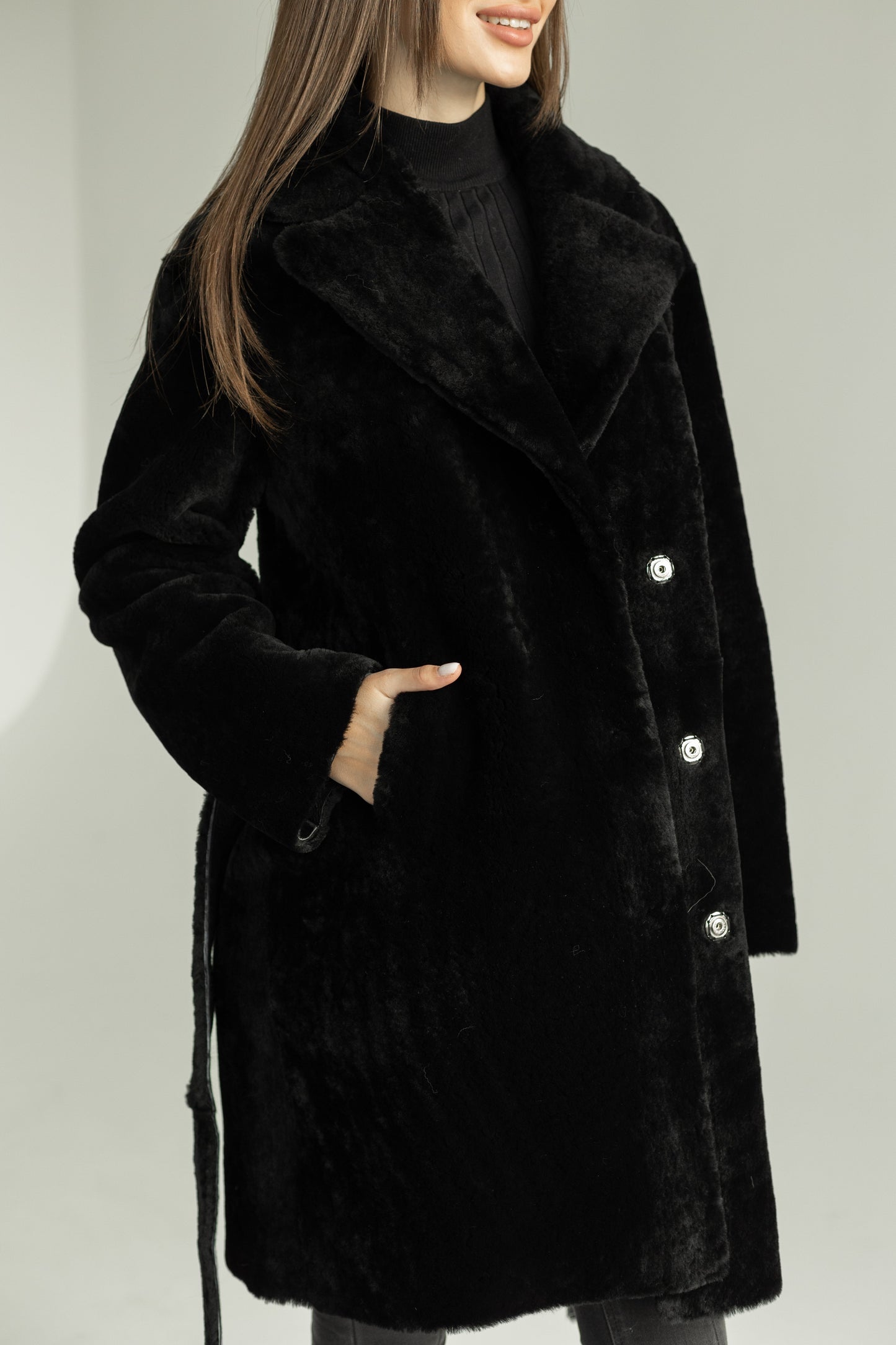 Äkta Shearling Merino Lamm Läderrock från Punto Leather