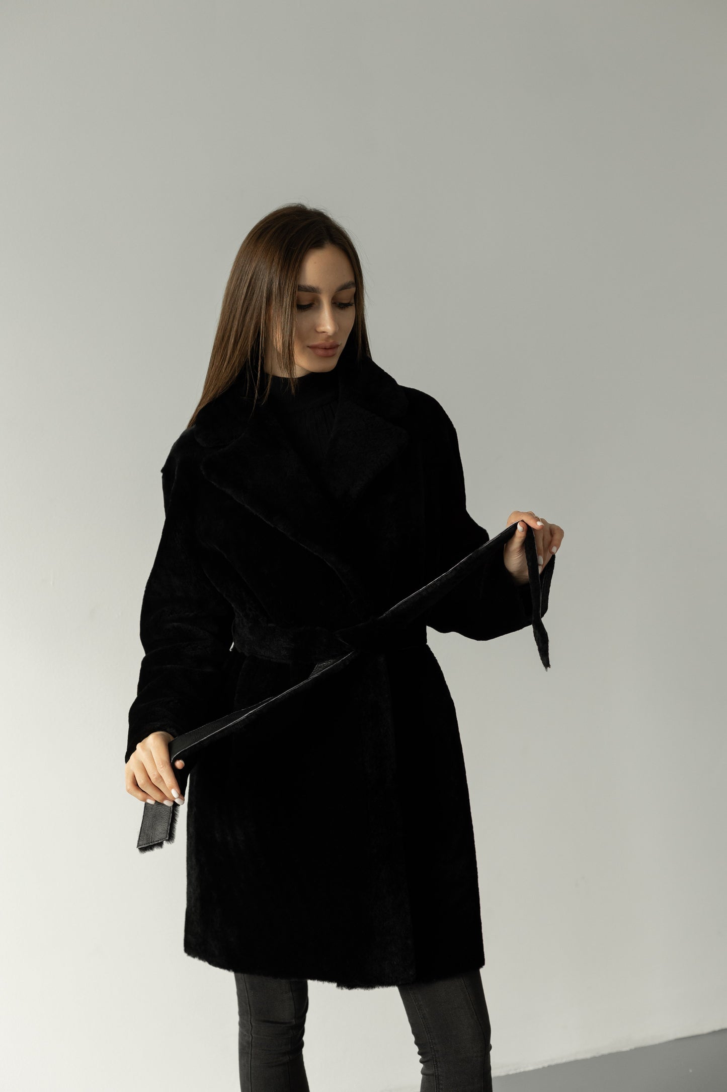 Äkta Shearling Merino Lamm Läderrock från Punto Leather