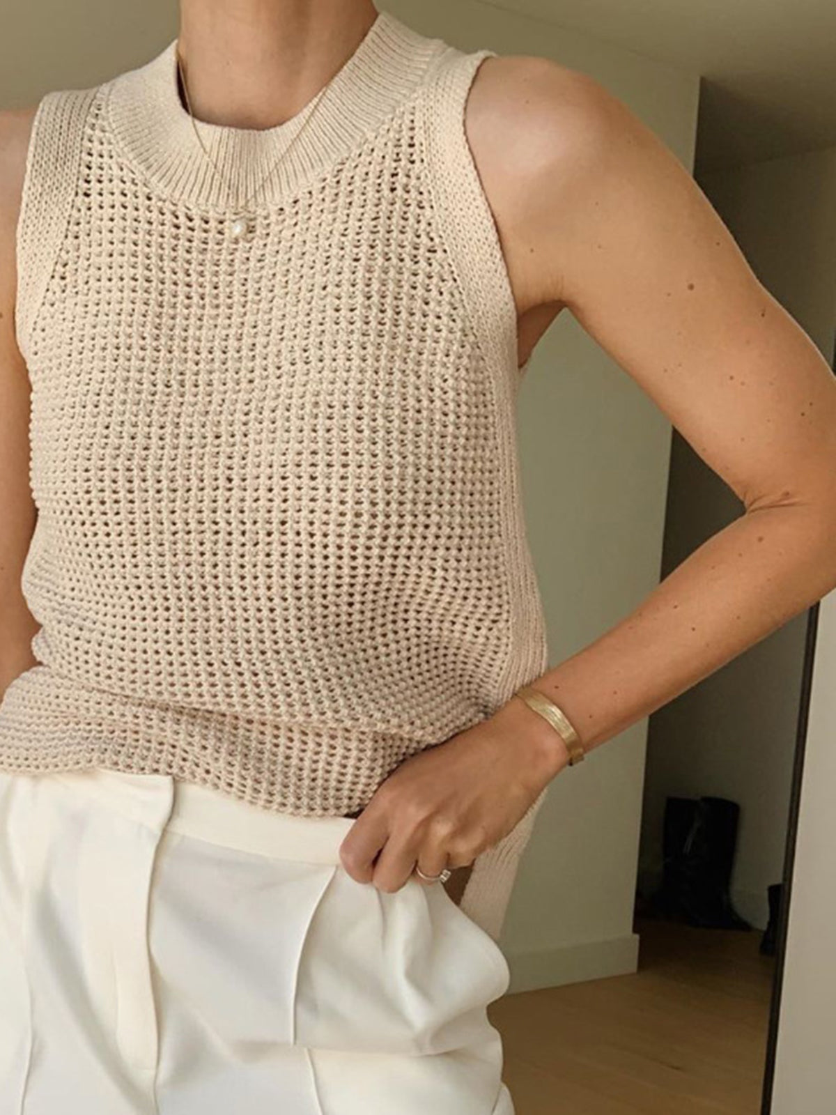 Knit Sleeveless Tank Top | Regular Fit with Slight Stretch for Comfort 1