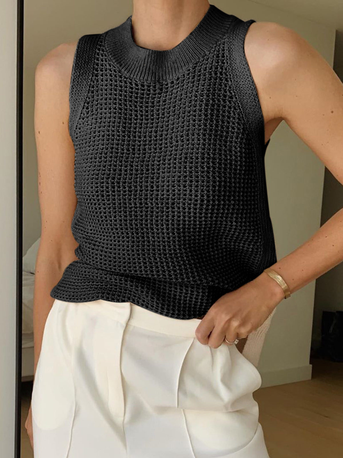Knit Sleeveless Tank Top | Regular Fit with Slight Stretch for Comfort 5