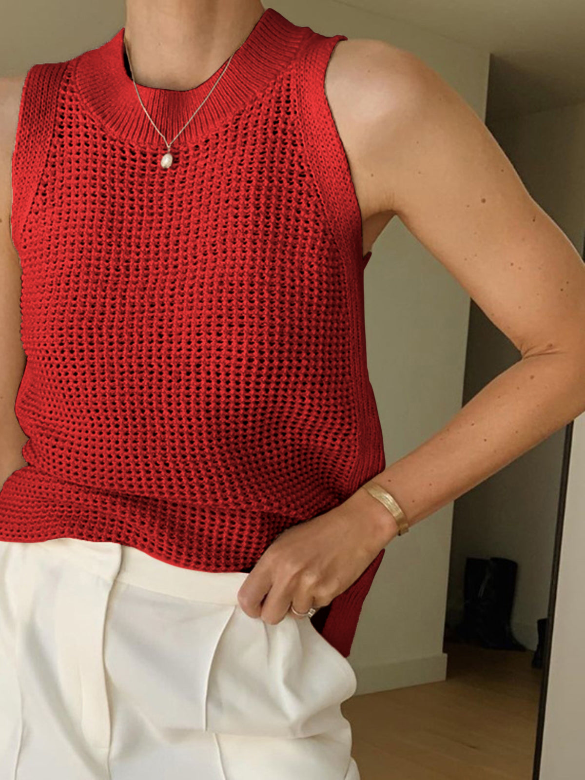 Knit Sleeveless Tank Top | Regular Fit with Slight Stretch for Comfort 7