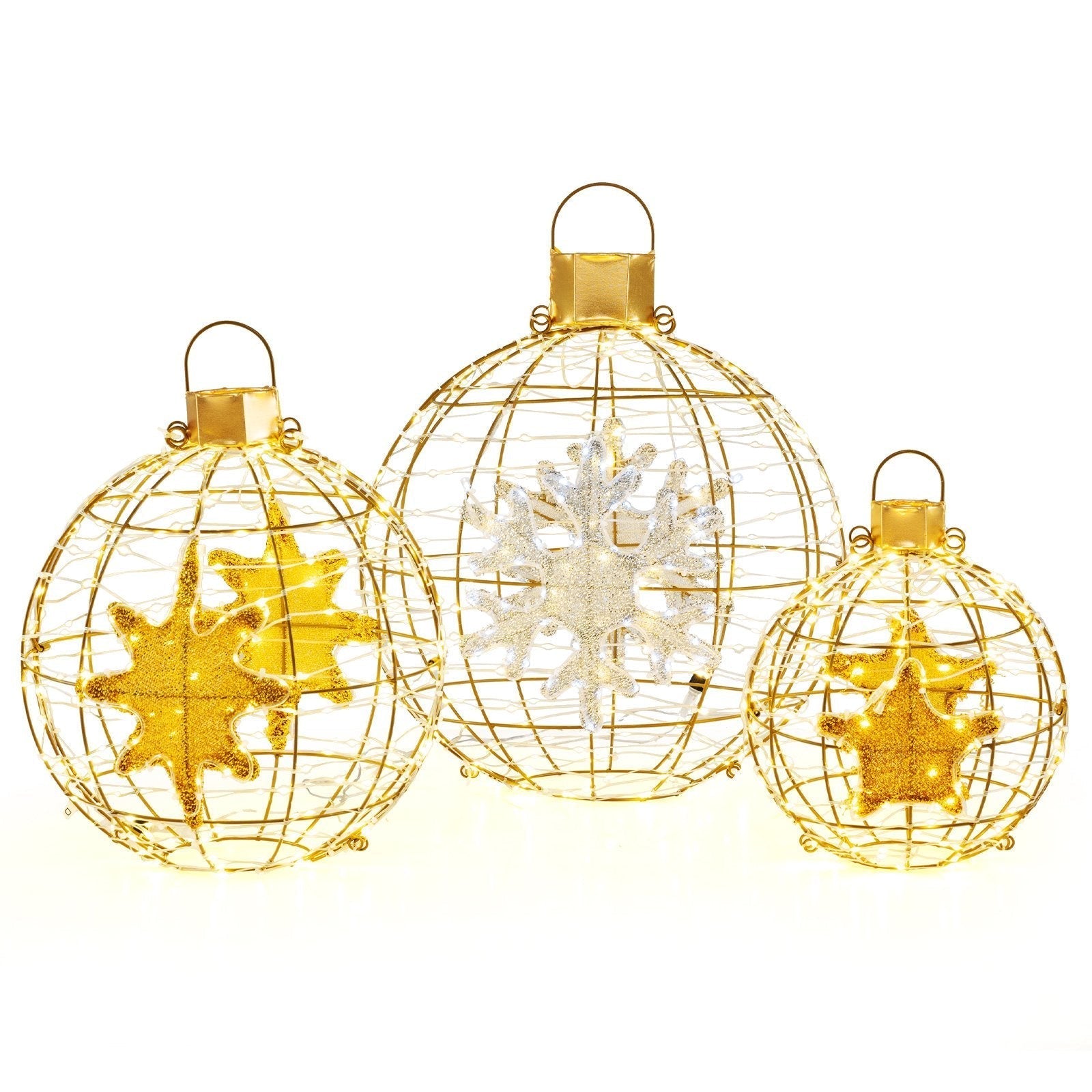 LED Christmas Bauble Set | 3 Illuminated Ornaments for Indoor and Outdoor Use 0