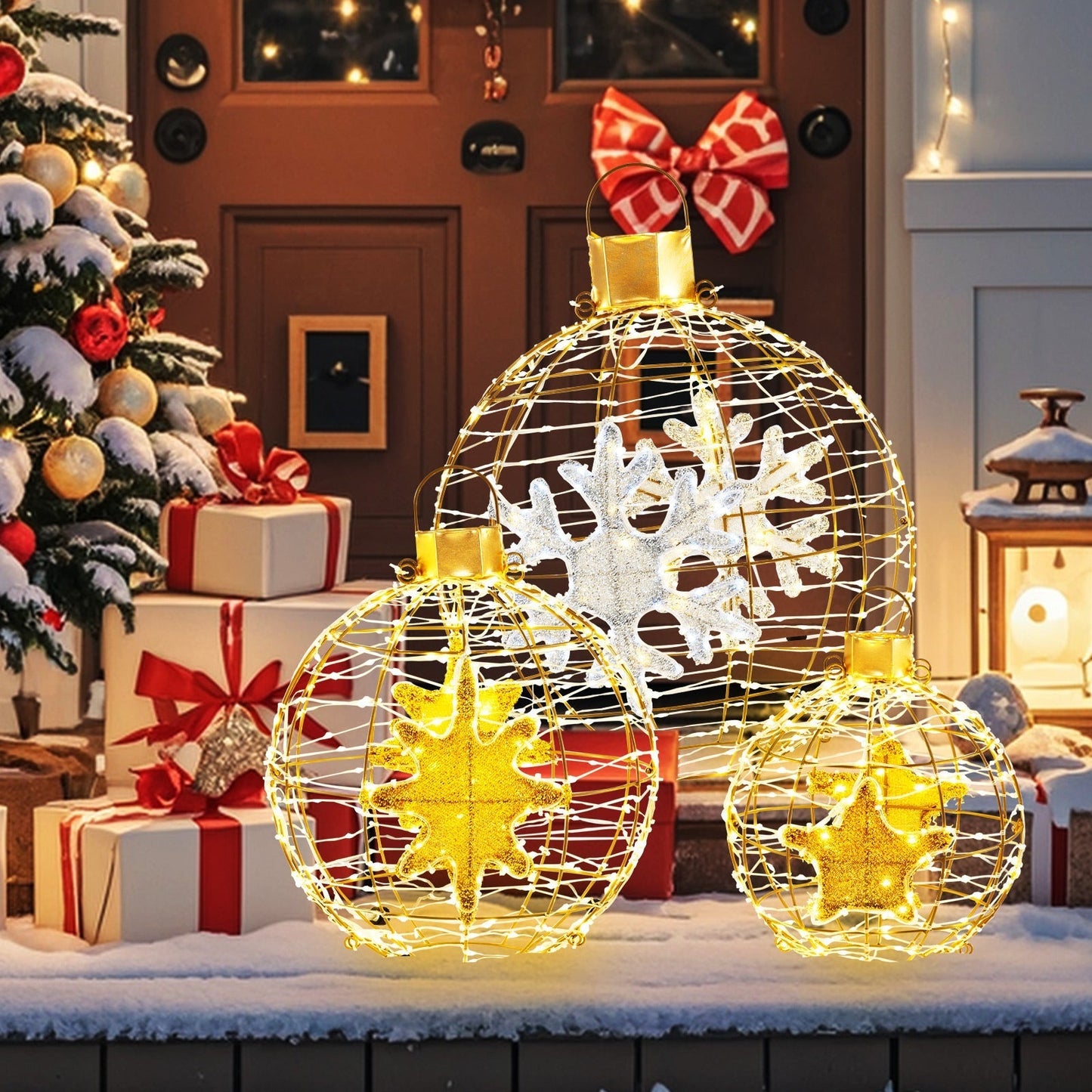 LED Christmas Bauble Set | 3 Illuminated Ornaments for Indoor and Outdoor Use 1