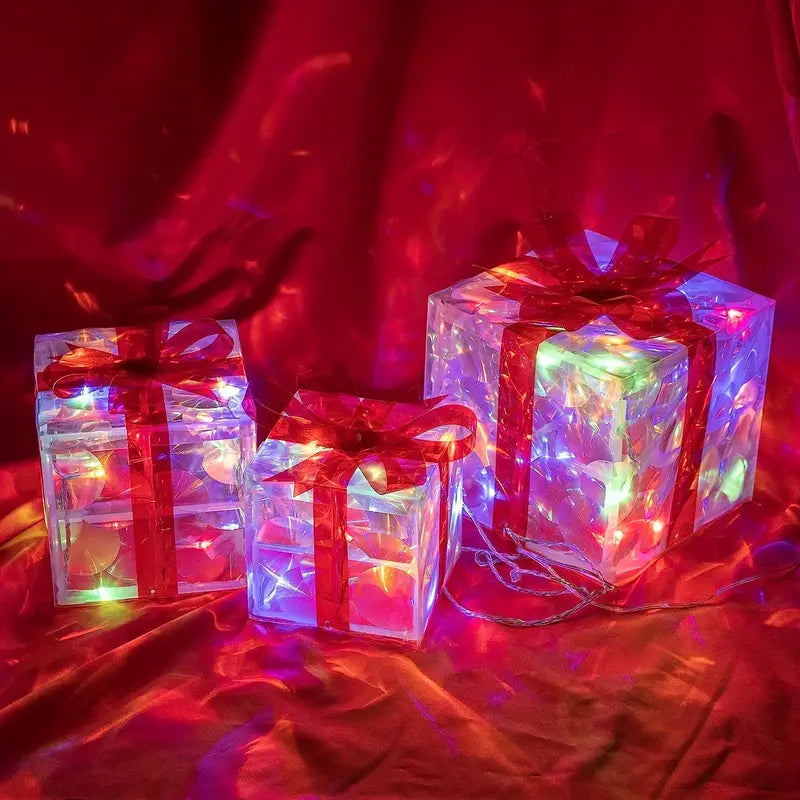 LED Gift Box Set | 3-Piece Christmas Decoration with Warm Glow 3