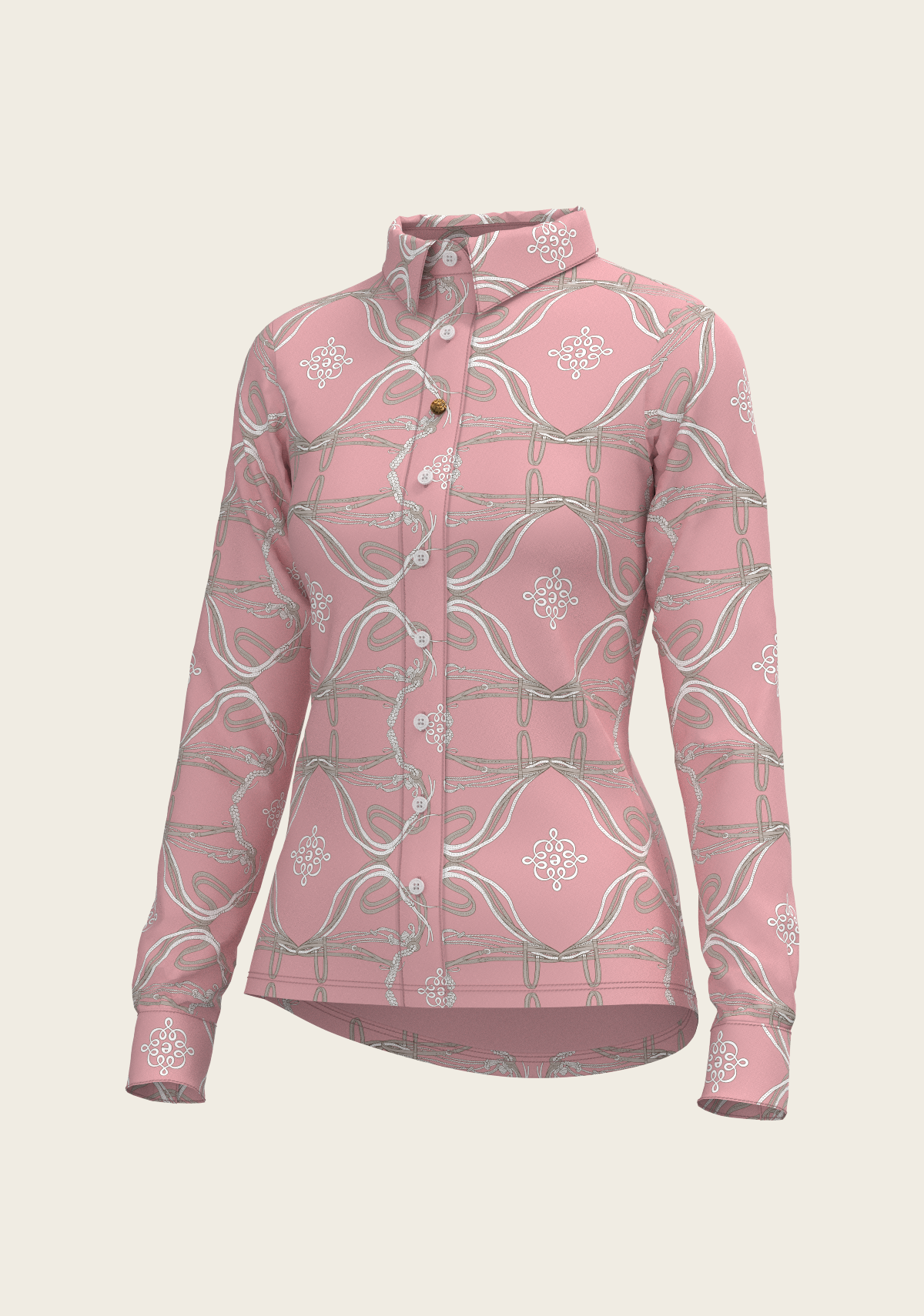 Roped Bridles on Rose Ladies Button Shirt
