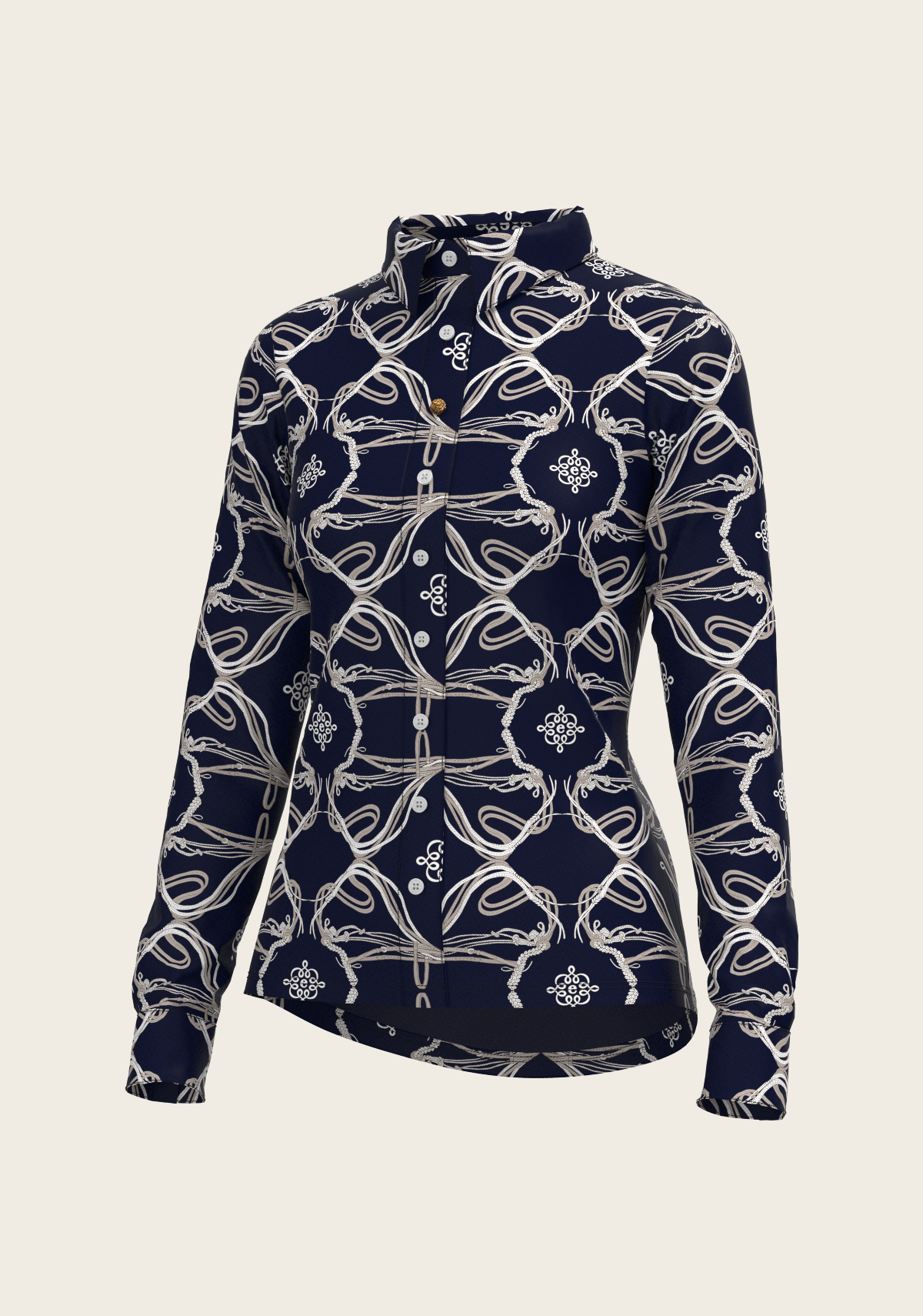 Roped Bridles on Navy Ladies Button Shirt