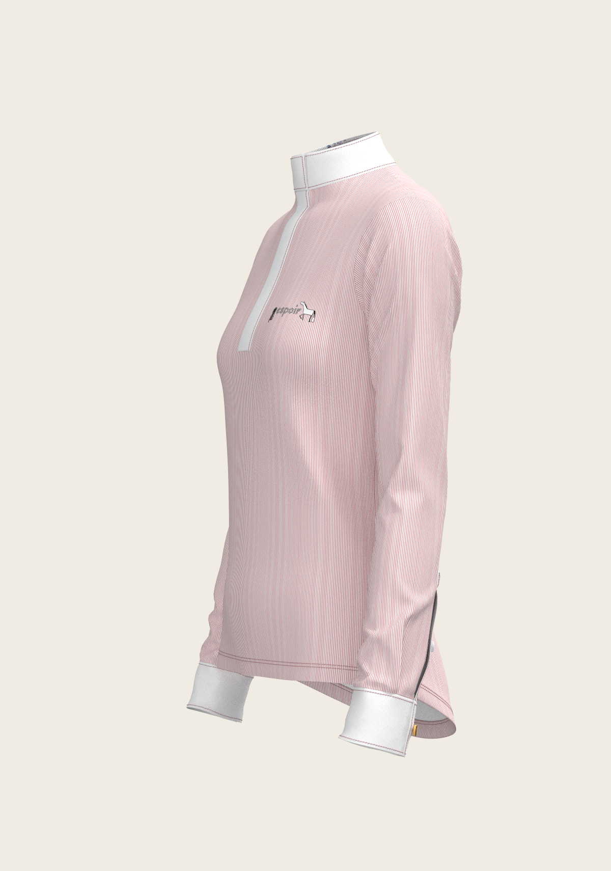 Stripes in Rose Short Zip Long Sleeve Show Shirt