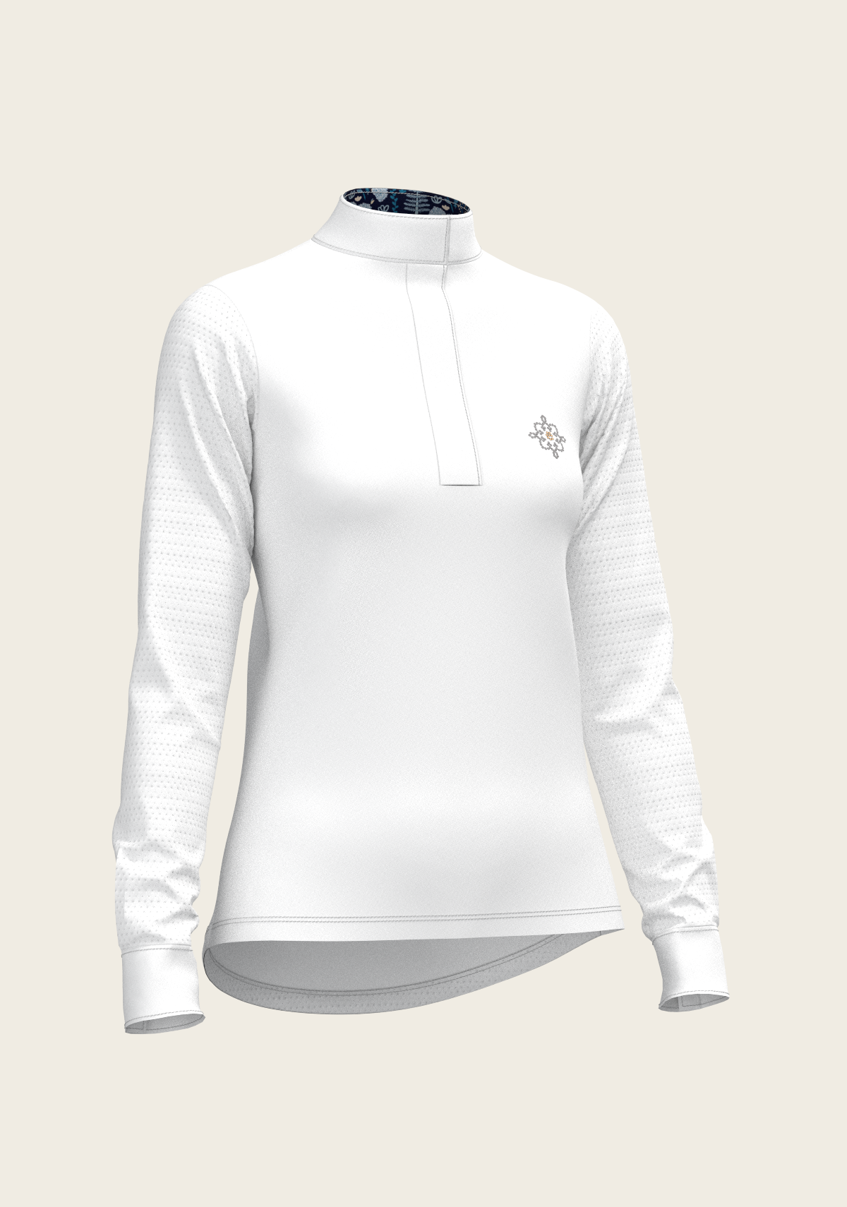 White with Forest on Navy Inner Details Long Sleeve Show Shirt
