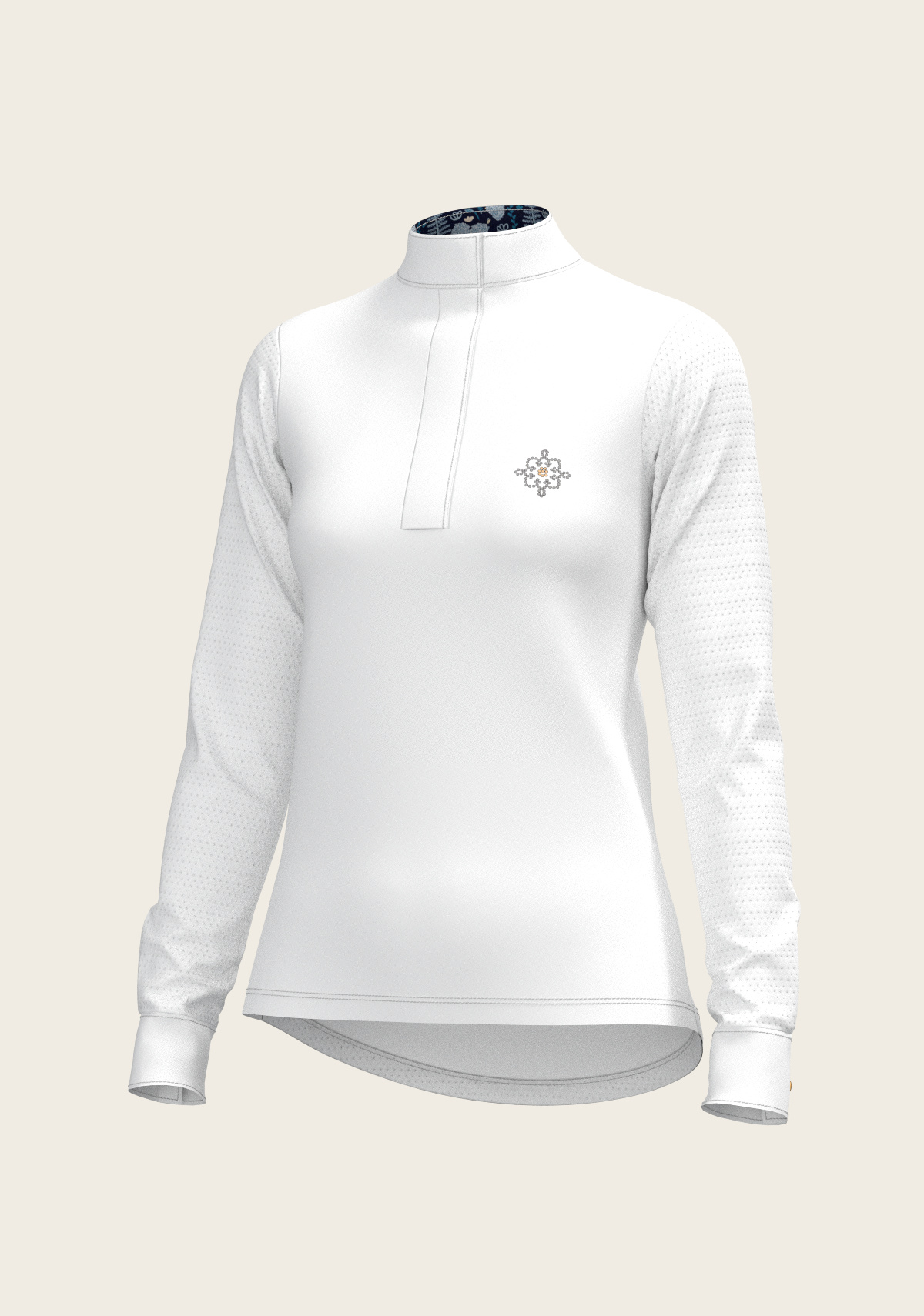 White with Forest on Navy Inner Details Long Sleeve Show Shirt