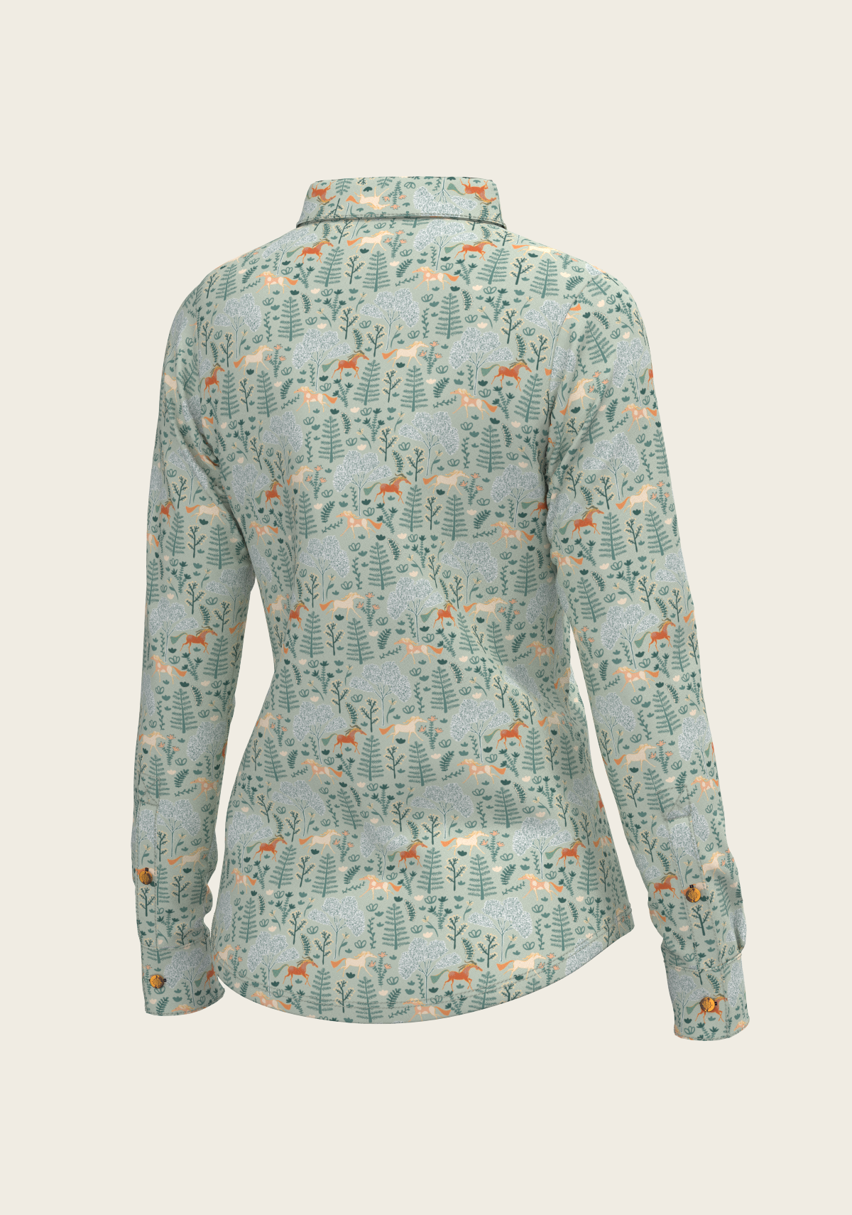 Forest on Lime Ladies Button Shirt