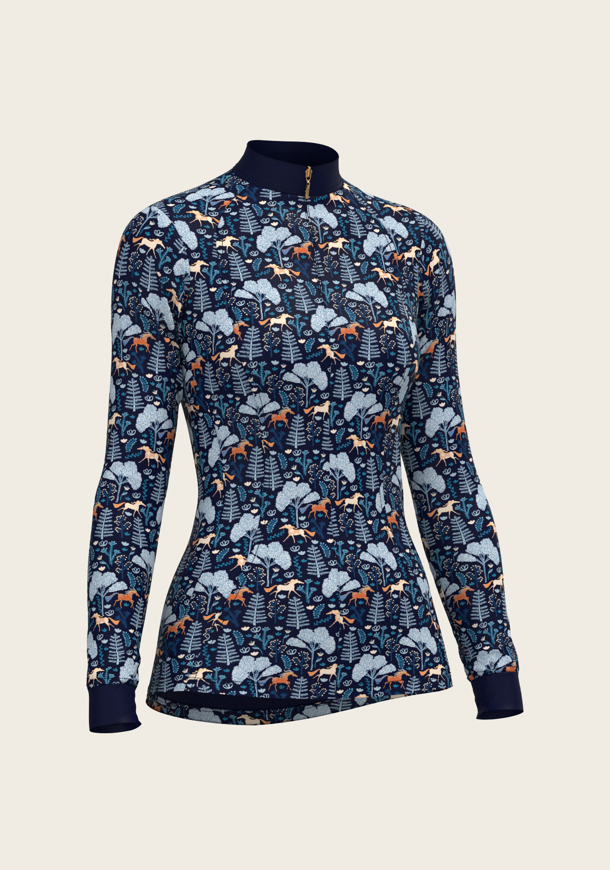 Forest on Navy Quarter Zip Sun Shirt