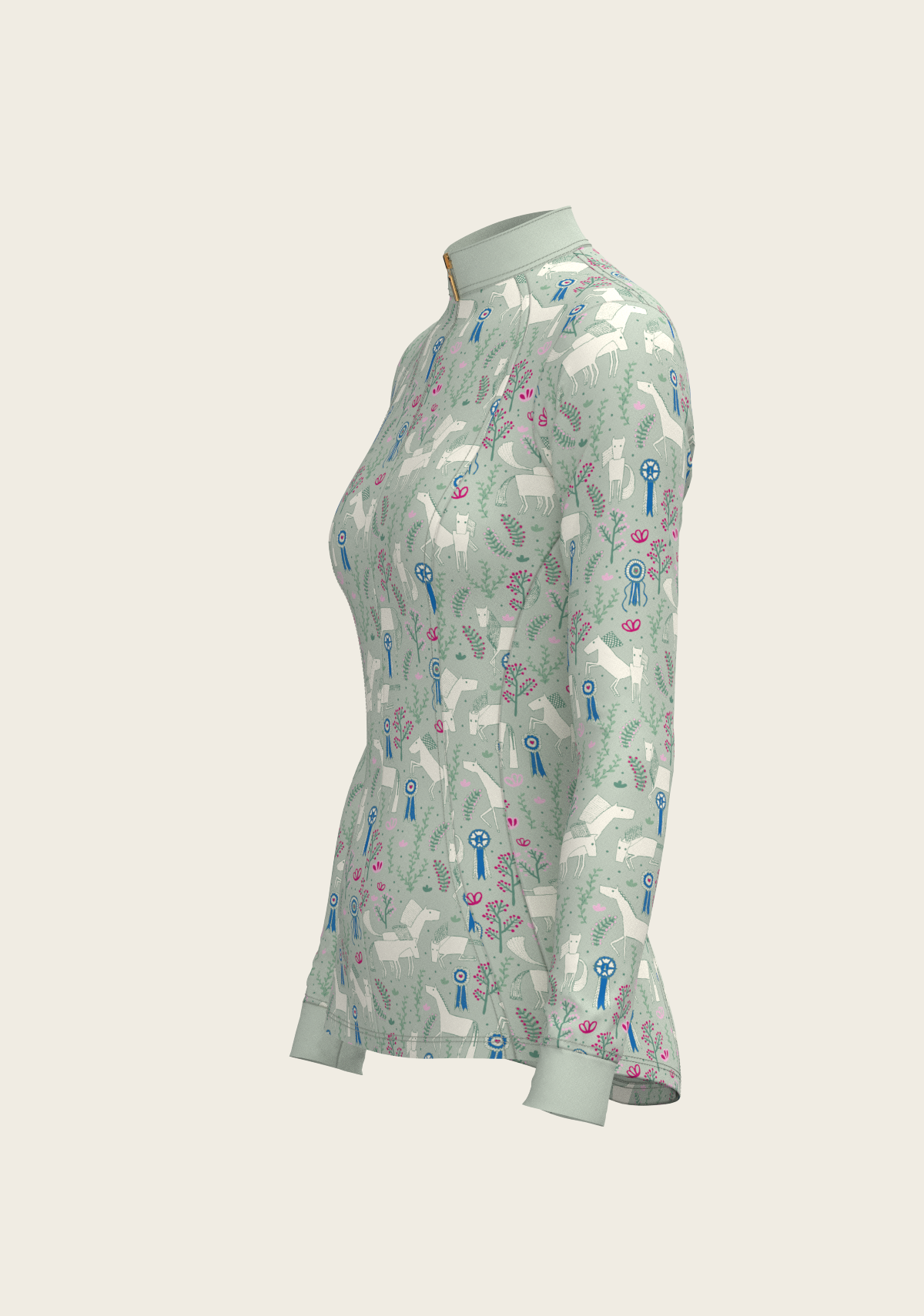 Rosettes on Lime Green Quarter Zip Sun Shirt