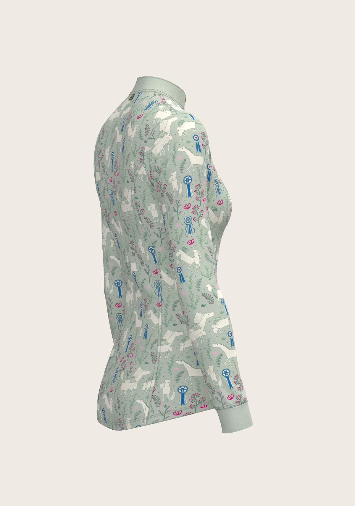 Rosettes on Lime Green Quarter Zip Sun Shirt