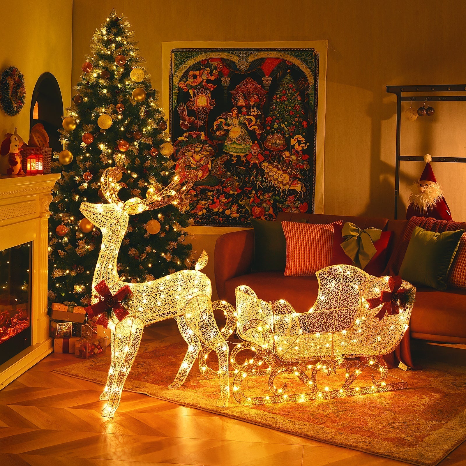 Lighted Christmas Reindeer | 215 LED Lights with Sleigh for Festive Decor 2