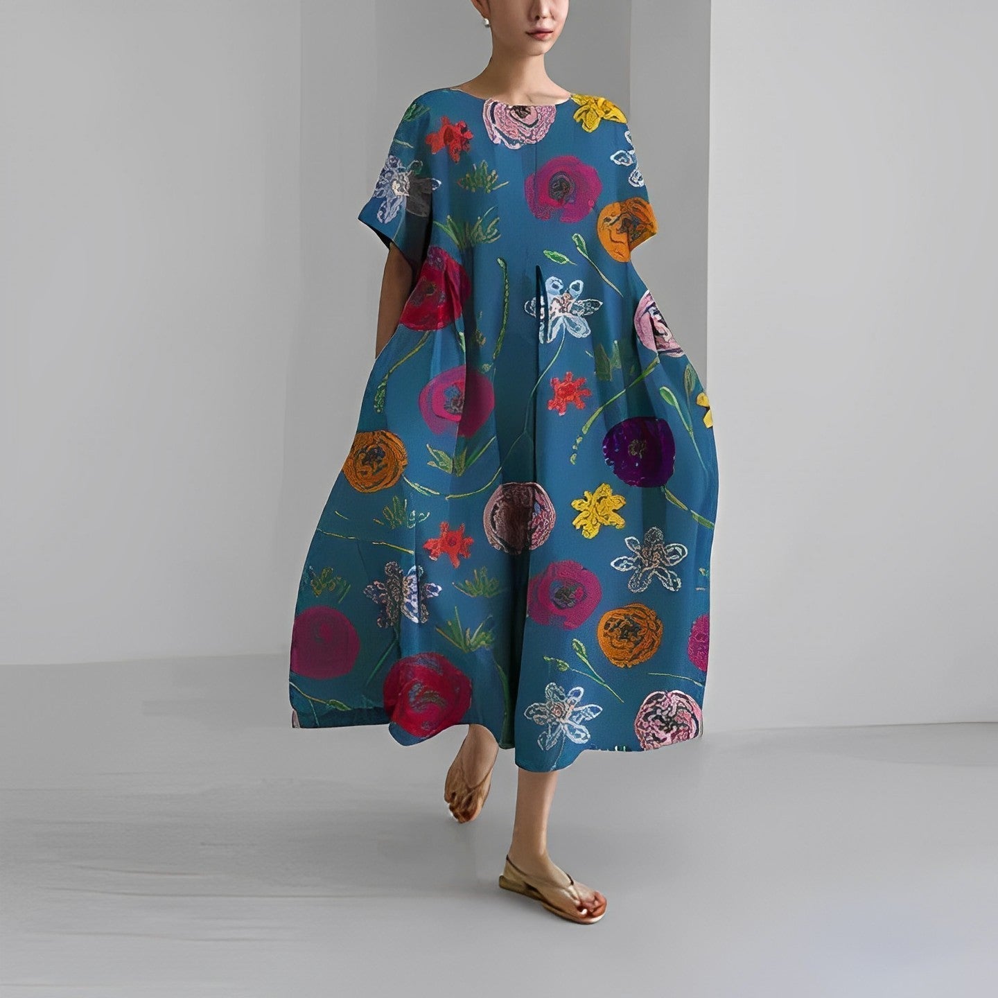 Lightweight Loose Printed Maxi Dress for Women – Casual Summer Dress in Relaxed Fit 3