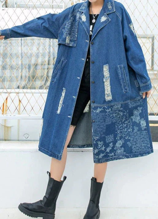 Long Denim Coat | Trendy Long Denim Jacket with Pockets and Comfortable Fit 4