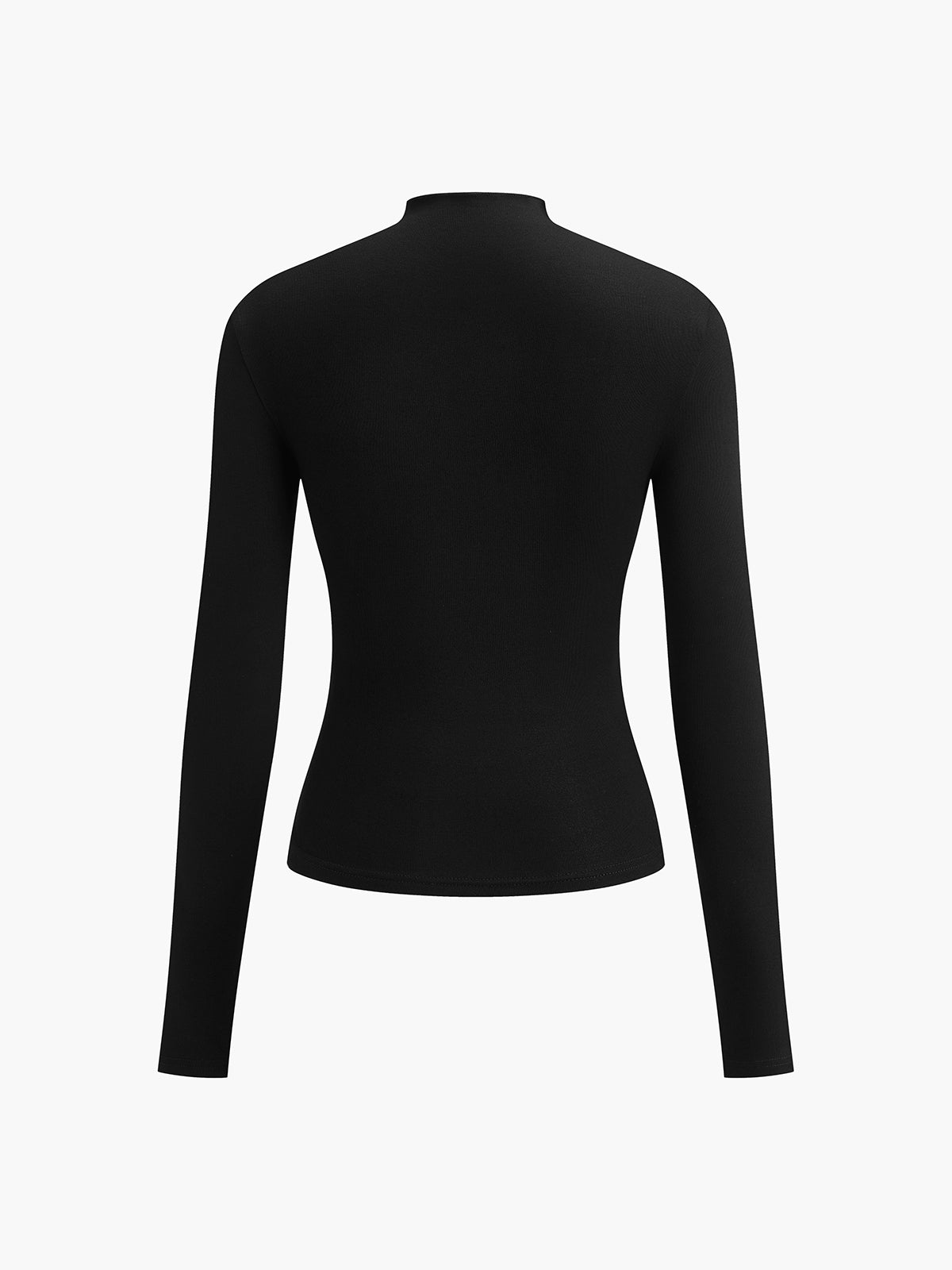 Long Sleeve Pleated Shirt | High Stretch Jersey with Mock Neck Design 8