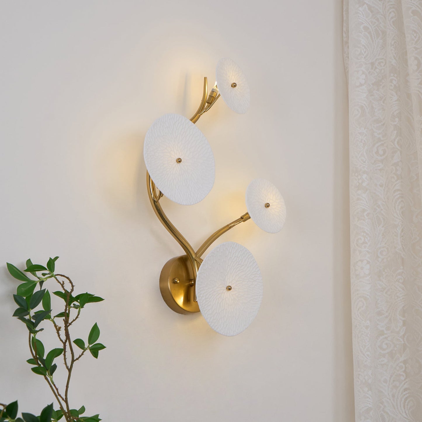 Lotus Petal Wall Sconce | Elegant Ceramic Design with Warm LED Light 4