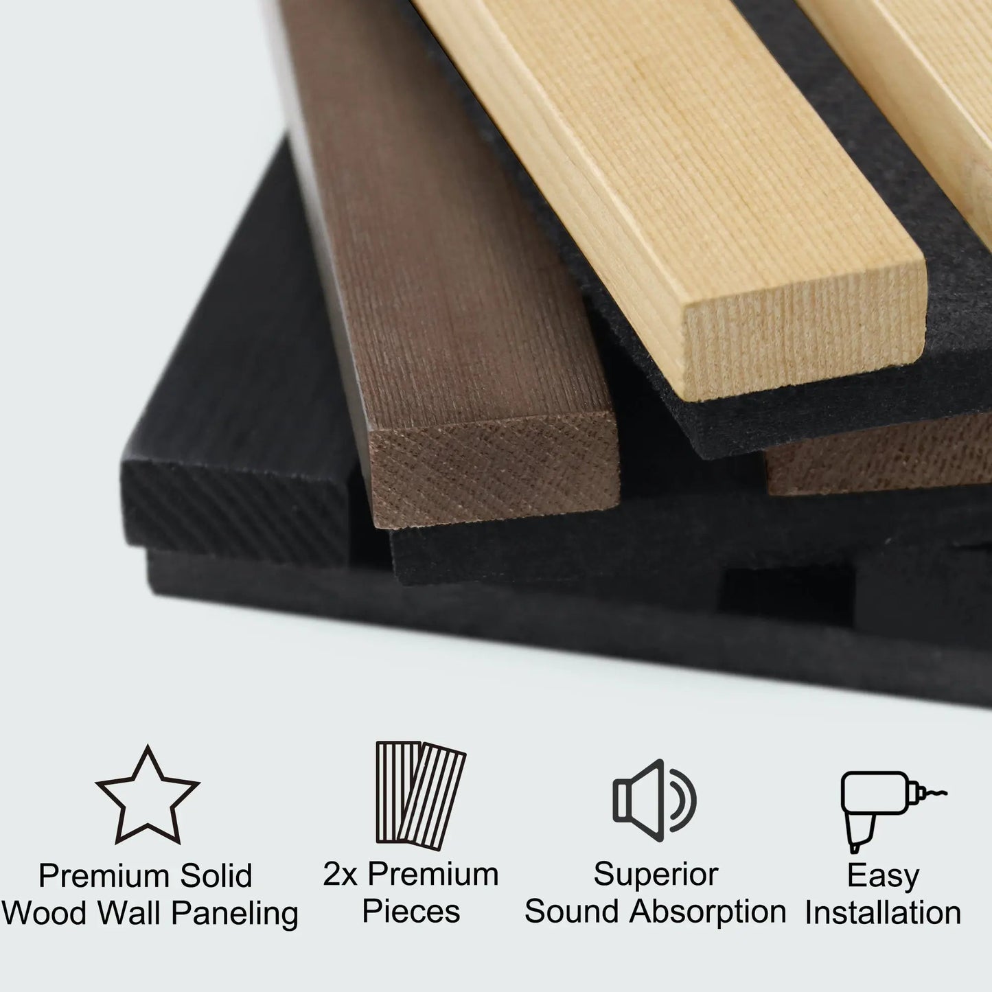 Luxury Smoked Walnut Acoustic Solid Wood Slat Wall Panels ( 2 Panels Per Box)