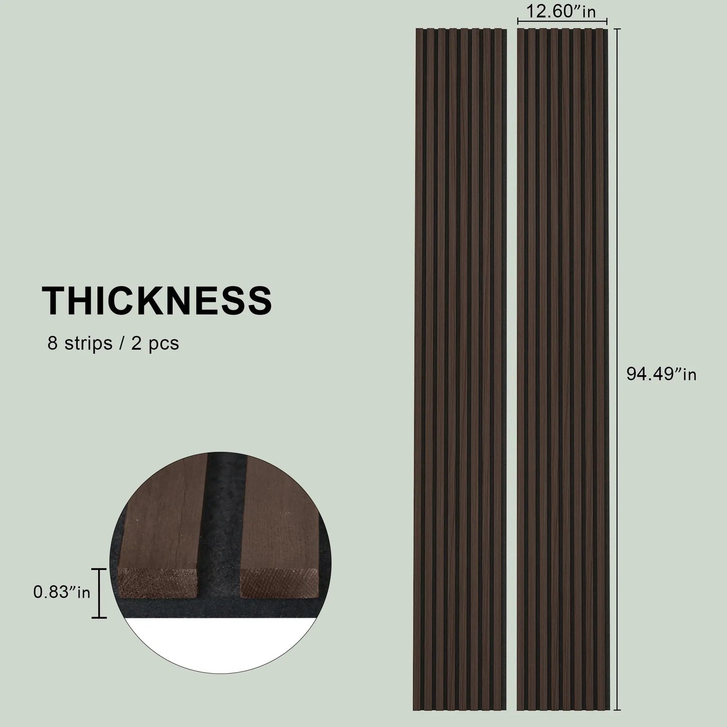 Luxury Smoked Walnut Acoustic Solid Wood Slat Wall Panels ( 2 Panels Per Box)