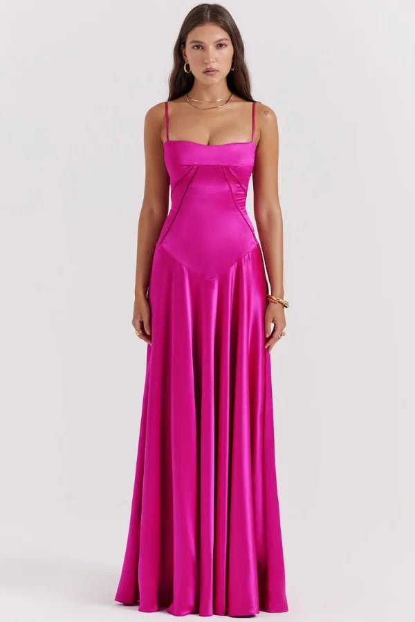 Maxi Dress | Silky Satin Corset Design with Lace-Up Back 12