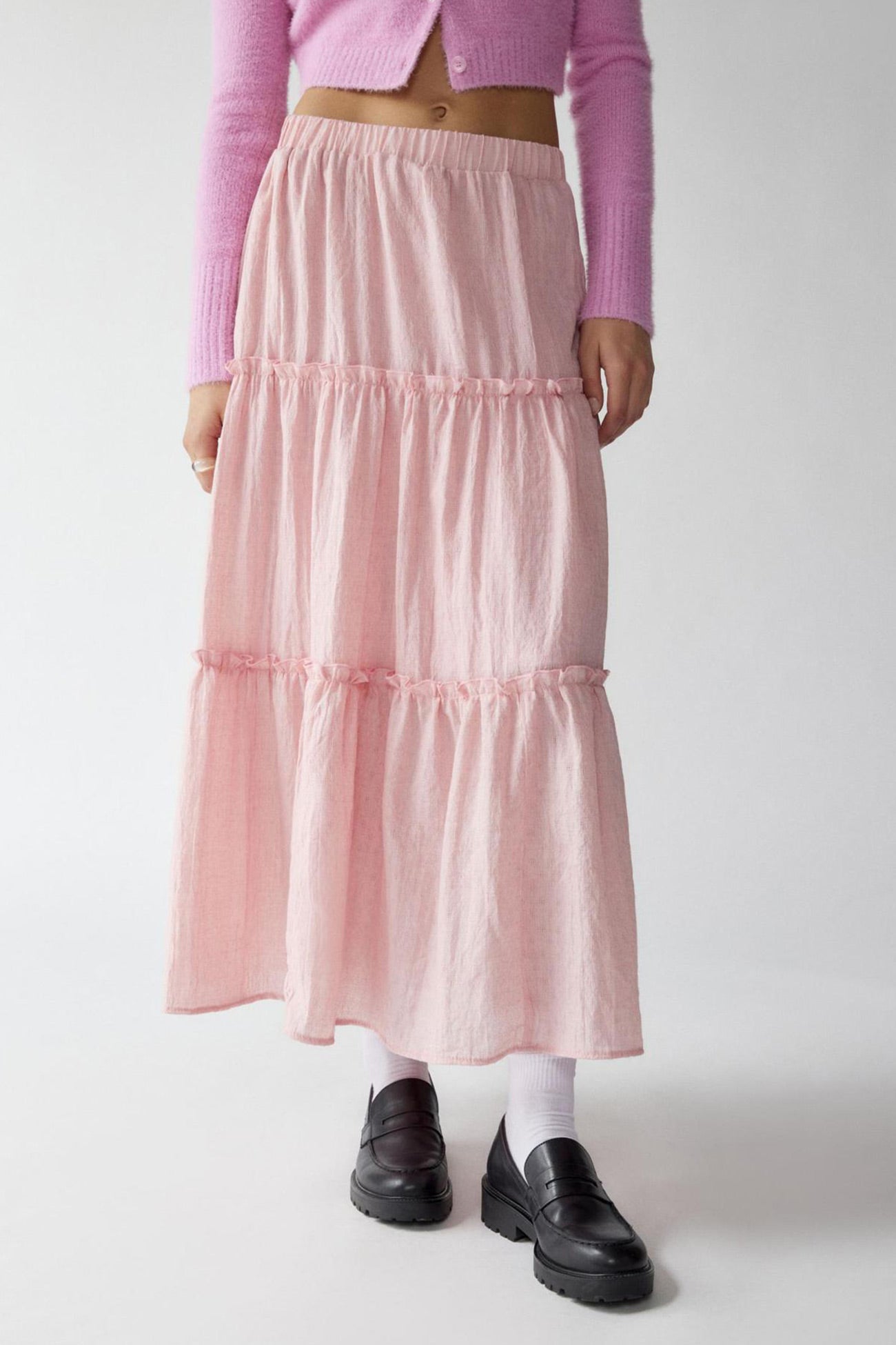 Maxi Skirt | Lightweight Cotton Linen with Tiered Flowy Design 10