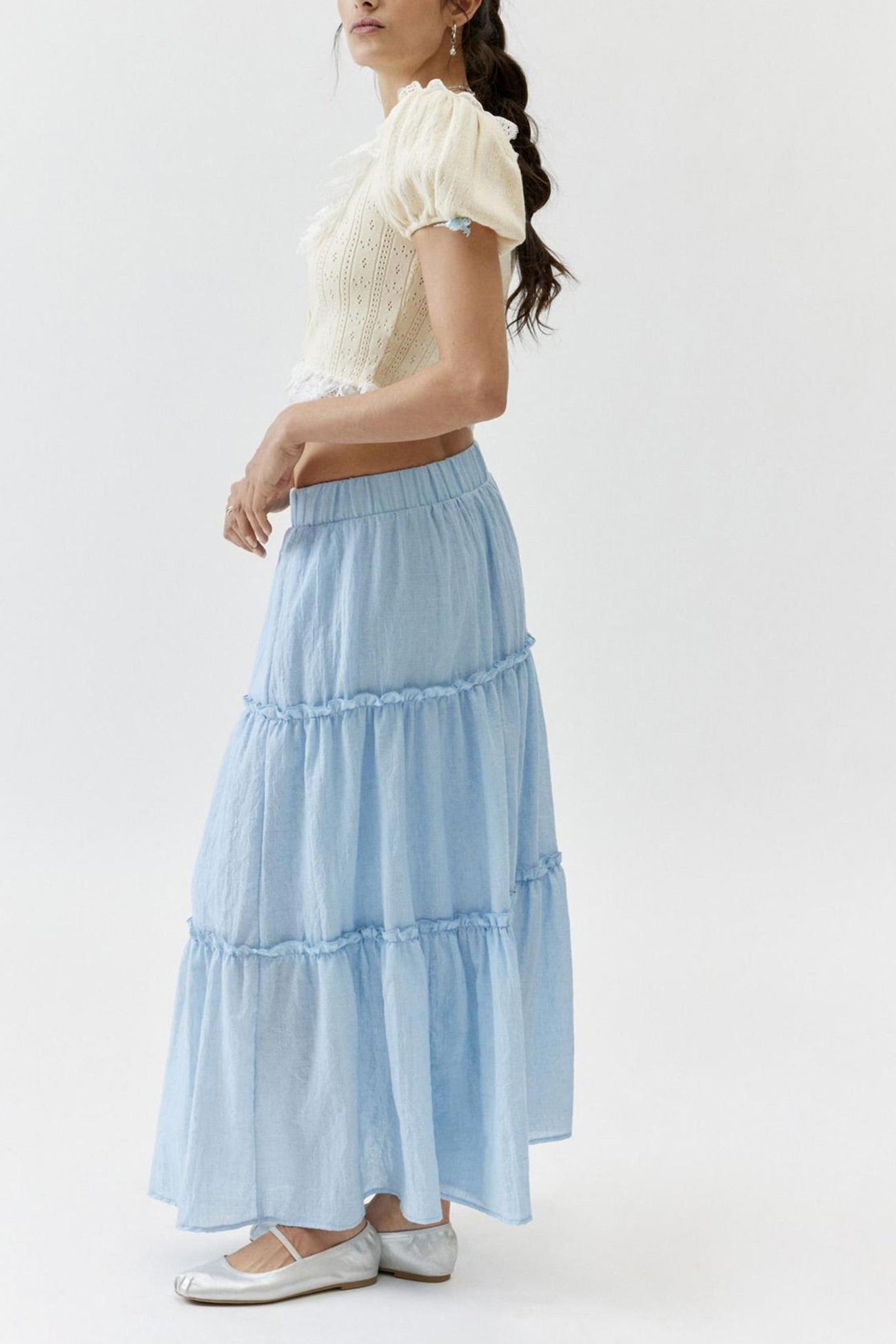 Maxi Skirt | Lightweight Cotton Linen with Tiered Flowy Design 3