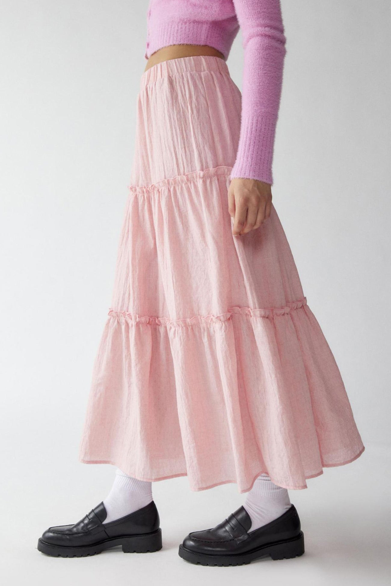 Maxi Skirt | Lightweight Cotton Linen with Tiered Flowy Design 6