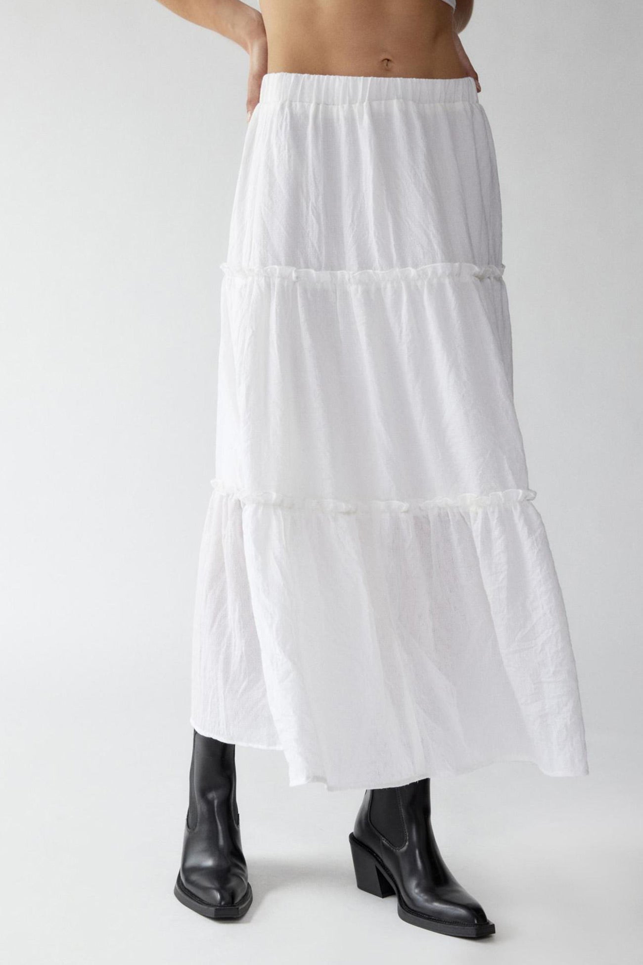 Maxi Skirt | Lightweight Cotton Linen with Tiered Flowy Design 9