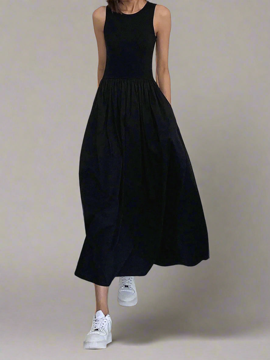 Maxi Sleeveless Dress | Cotton Blend Jersey with Regular Fit 0