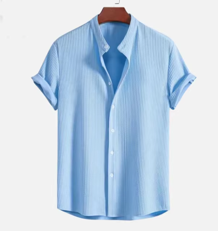Men's Casual Button Down Shirt | Lightweight Cotton Blend with Modern Stand Collar 0