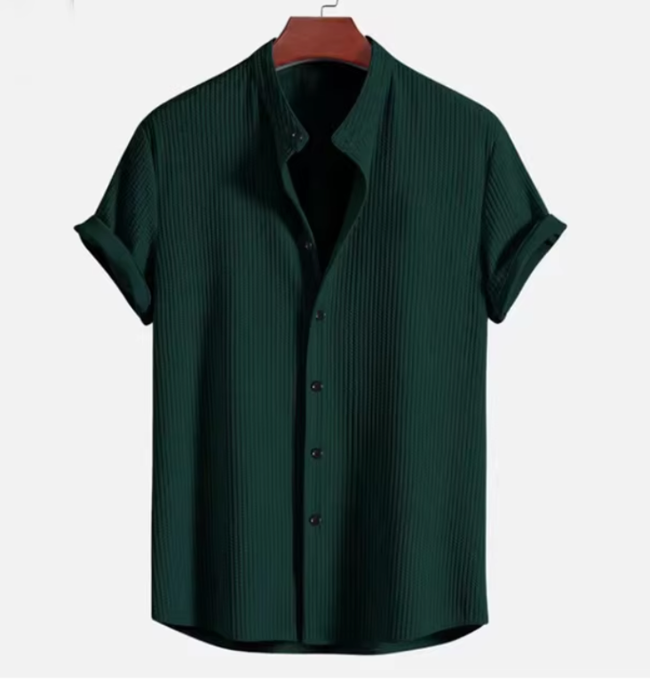 Men's Casual Button Down Shirt | Lightweight Cotton Blend with Modern Stand Collar 2