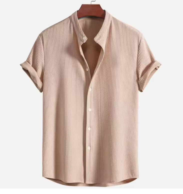 Men's Casual Button Down Shirt | Lightweight Cotton Blend with Modern Stand Collar 3