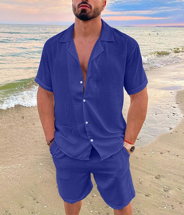 Men's Clothing | Casual Short Sleeve Shirt and Shorts Set with Lightweight Breathable Fabric for Summer Comfort 3
