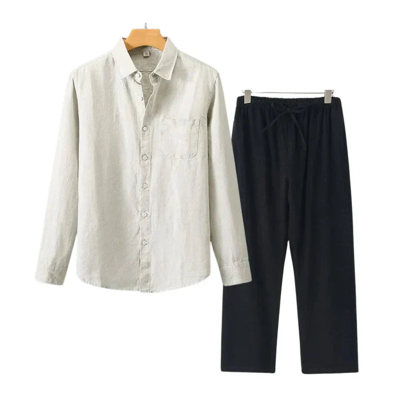 Men's Linen Set | Breathable Shirt and Pants for Casual Spring/Summer Comfort 1